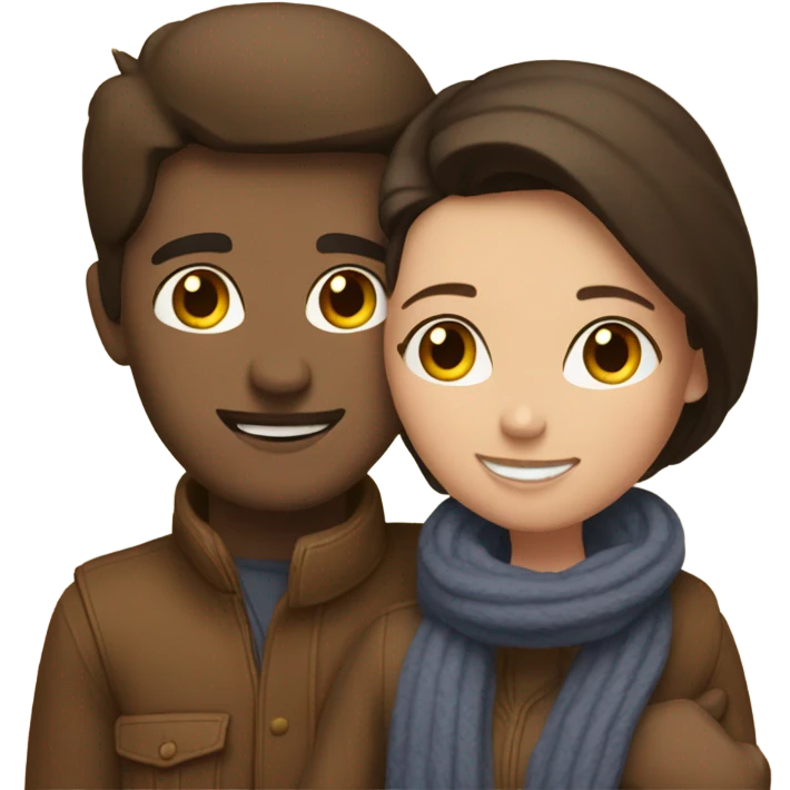 brunette couple hugging emoji