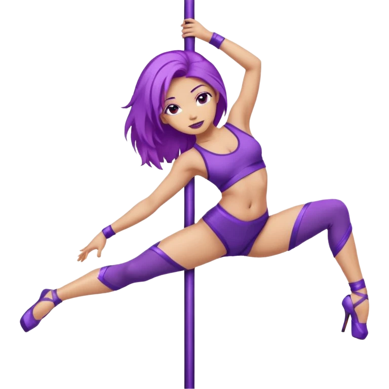 purple haired light skinned woman pole dancing emoji