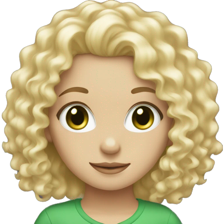 green eyed, long blonde curly haired, white skin girl emoji