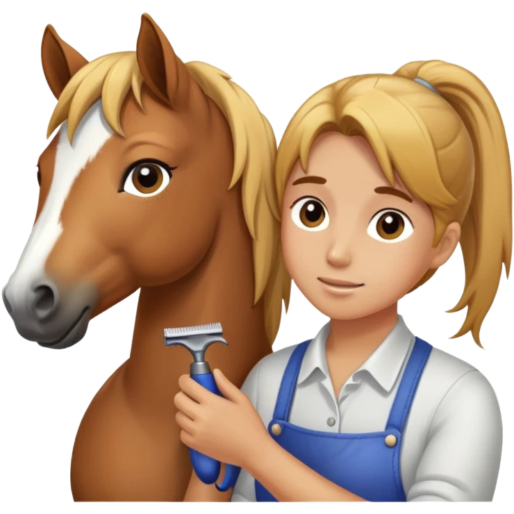 person grooming a pony emoji