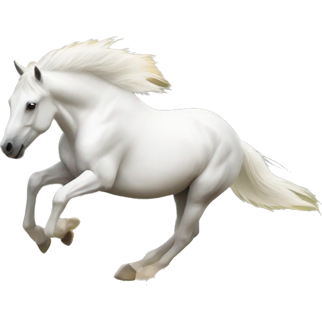 White stallion running in the prairieland emoji