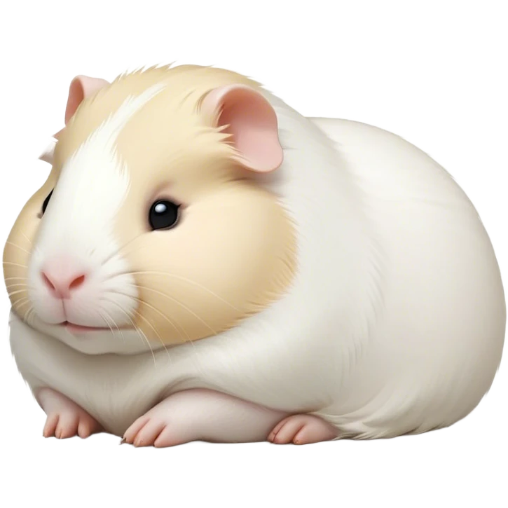 Meme-Worthy Cute Sleeping White Guinea Pig Portrait Emoji, Head resting peacefully with a contented smile, showcasing a delightfully chubby build and a luxuriously soft pure white coat, eyes shut in a serene, cozy nap, Simplified yet hilariously adorable features, highly detailed, glowing with a soft, drowsy light, high shine, relaxed and utterly lovable, stylized with an air of playful laziness, bright and heartwarming, soft glowing outline, capturing the essence of a comically sleepy guinea pig, so meme-worthy it feels like it could instantly become the next viral sensation of adorable slumber! emoji