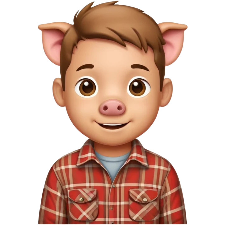 smiling pig boy in plaid shirt emoji