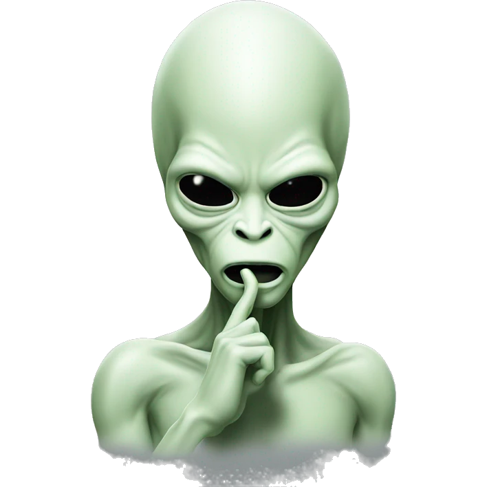Alien head making silence sign emoji