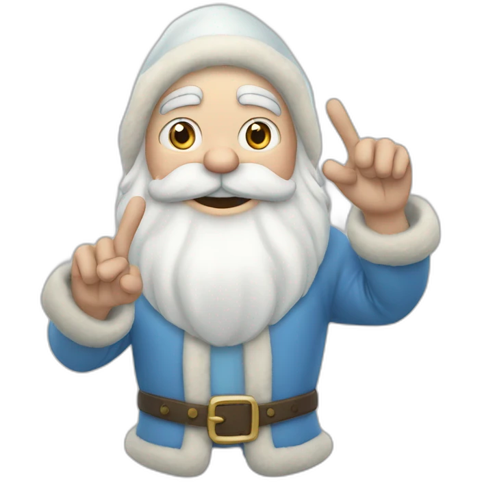 Father Frost shows hand sign of the horns emoji