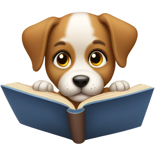 Puppy reading a book emoji