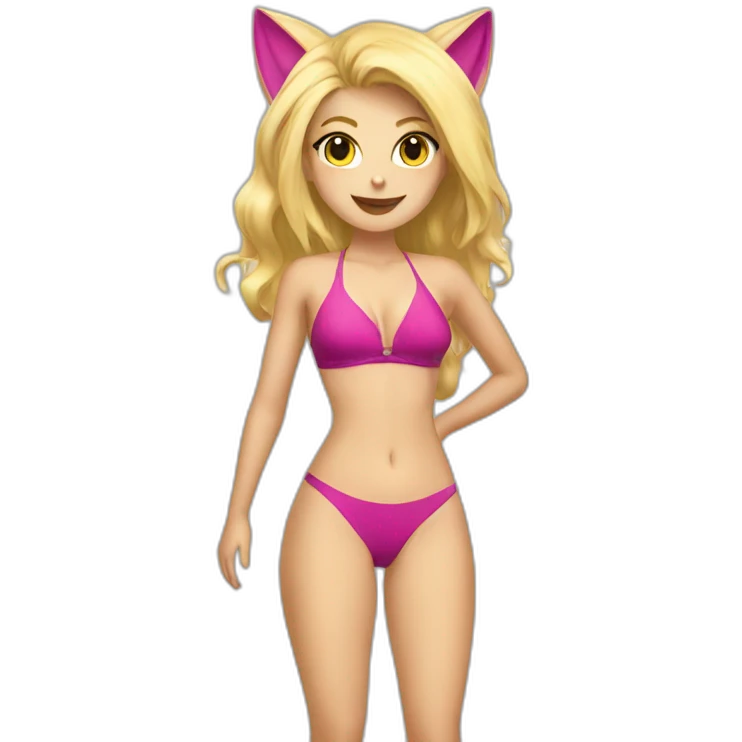 hot catgirl blonde swim suit emoji