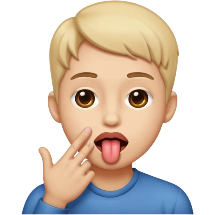 one hand on each cheek with tounge out emoji