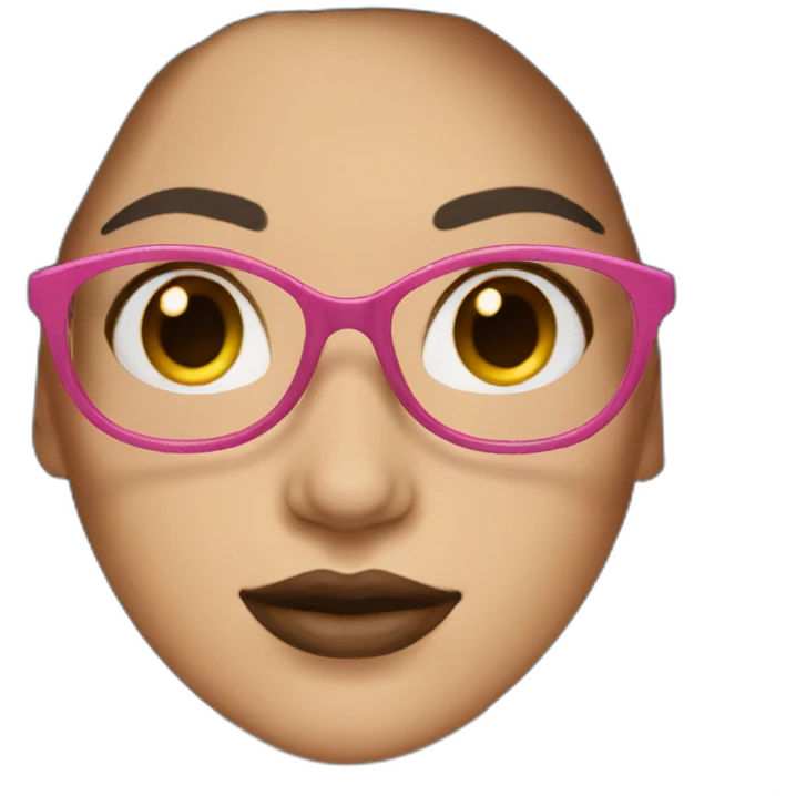 white women with long straight dark brown hair with pink nude glasses and nude lips emoji