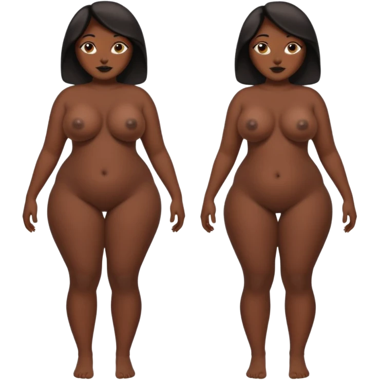 Woman black chunky with big tits full body naked emoji