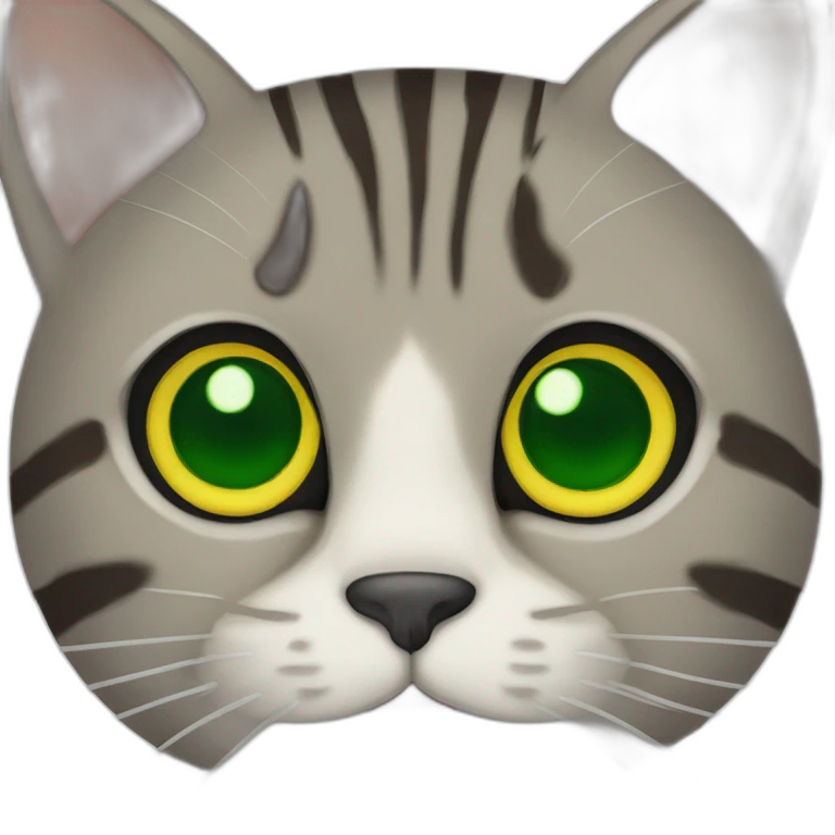 Brown Grey stripes cat with Green yellow eyes emoji