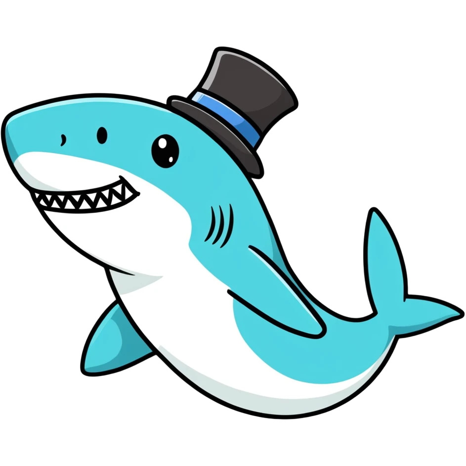 Shark with a top hat emoji