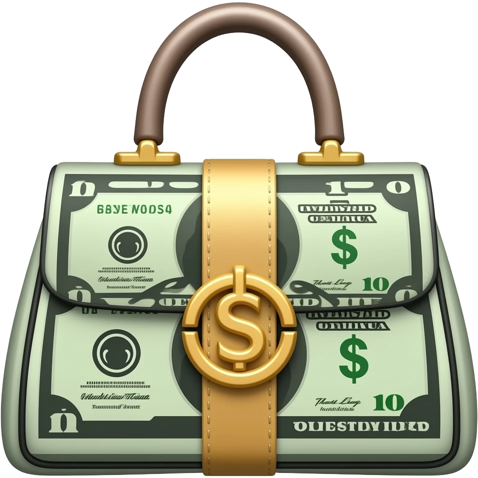 A designer handbag emoji inspired by old money style, understated luxury, structured shape, expensive and chic emoji