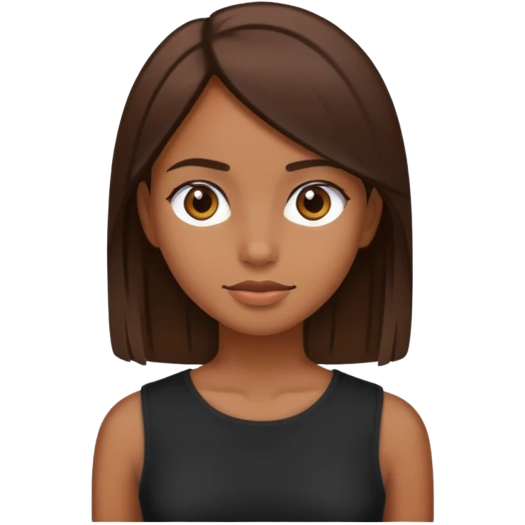 Brown straight-haired girl wearing black top emoji