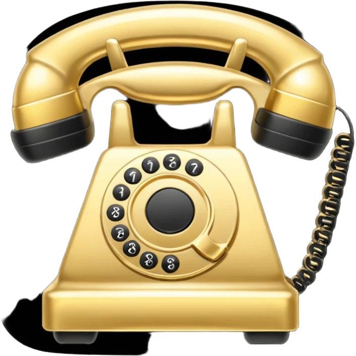 One single shiny Gold and black phone icon, png, no background, no border emoji