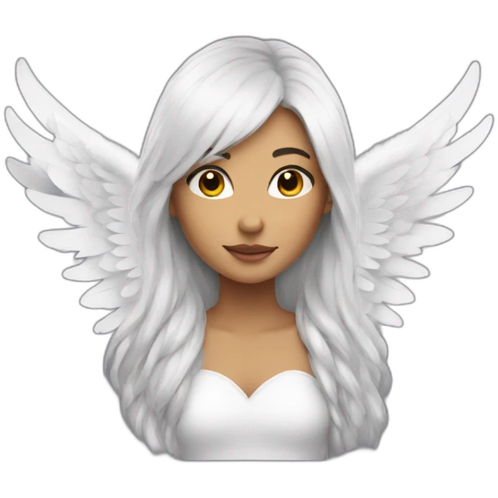 girl with angel wings on her back and white hair emoji