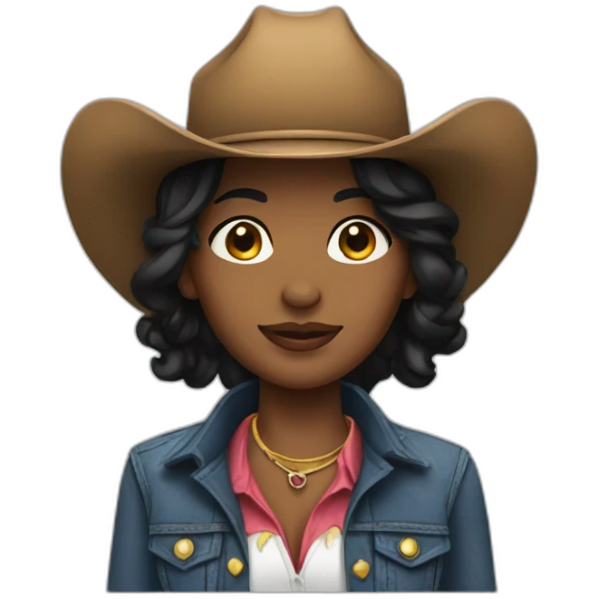 cowgirl straight black hair emoji