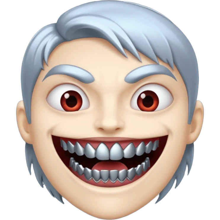 metallic teeth with sharp fangs, chrome texture, dark shadows emoji