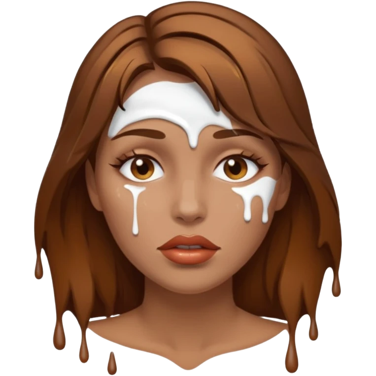 Brown Hair, Woman, white paint drip, face, hot, Sexy, lips emoji