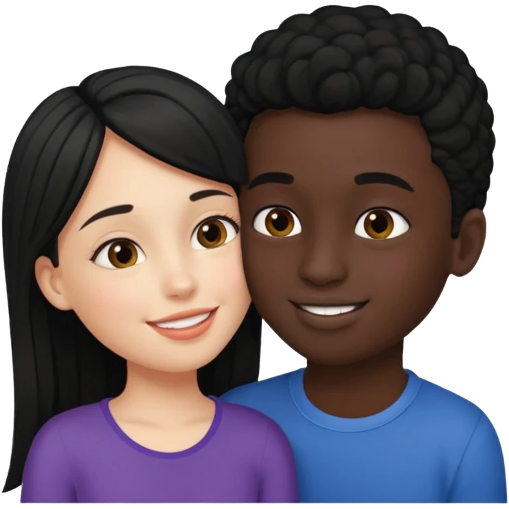 With boy kisses black girl emoji