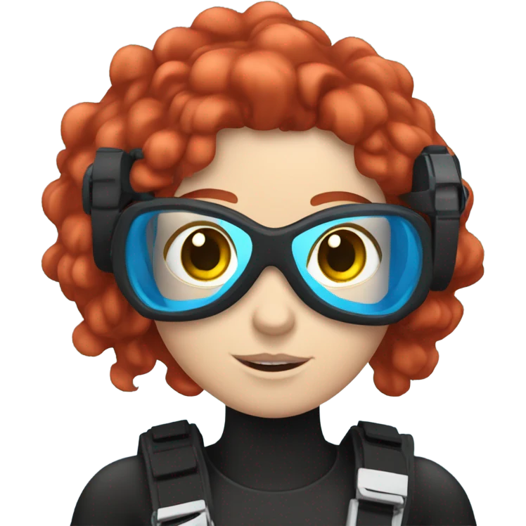 White woman with red hair and blue eyes scuba diving  emoji