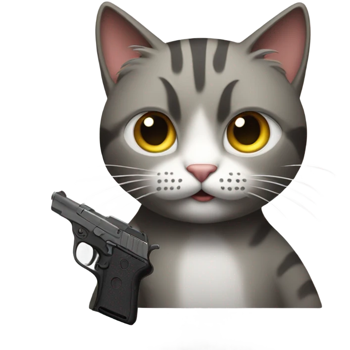 Cat holding a gun emoji
