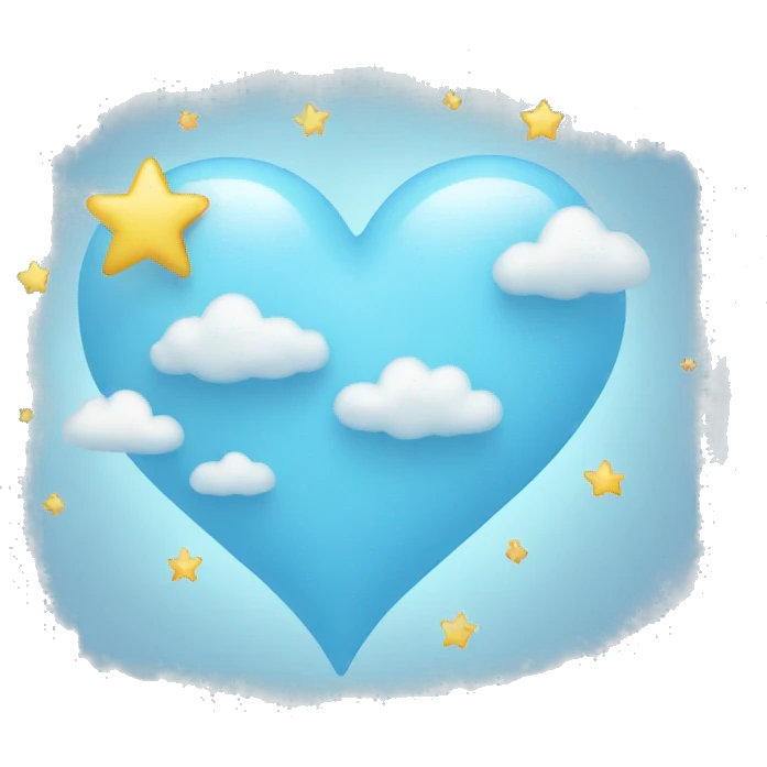 light blue heart with clouds and stars emoji