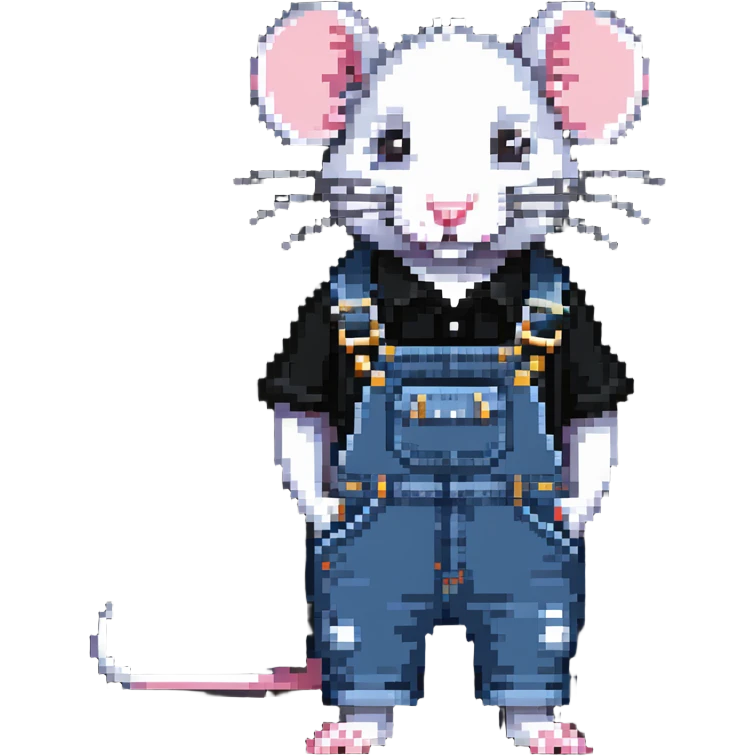 rat wearing denim overalls emoji