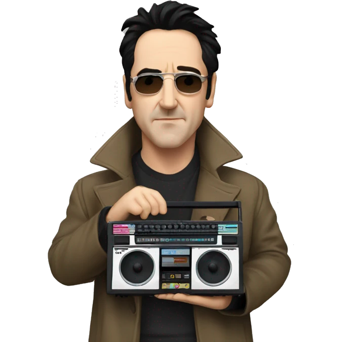john-cusack-holding-boombox-above his head wearing trench coat  emoji