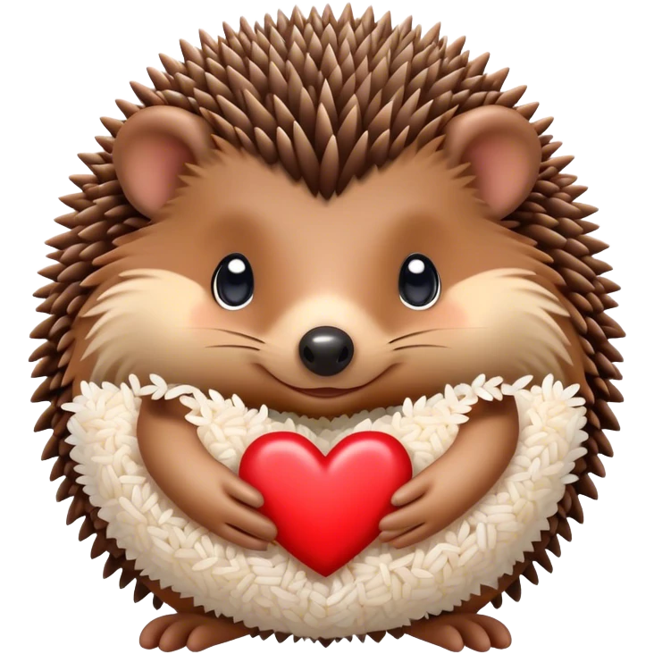 Hedgehog with hearts and rice emoji