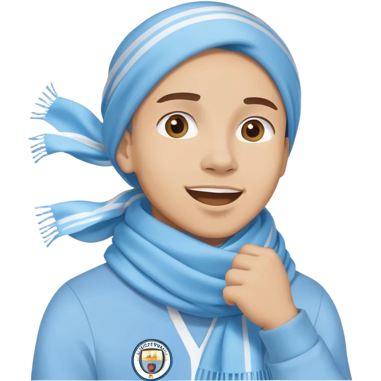 Manchester City fan cheering with sky blue scarf emoji