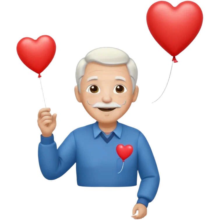 Grandpa floating with heart balloon emoji