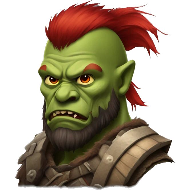 Berserker orc with red beard & red mohican emoji