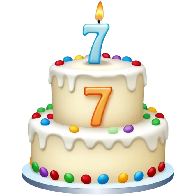 celebration cake with number 7 candle emoji