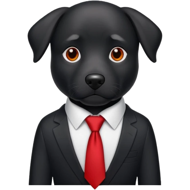 black dog with red tie,white shirt emoji