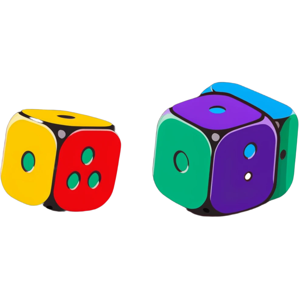 A pair of colorful game dice emoji