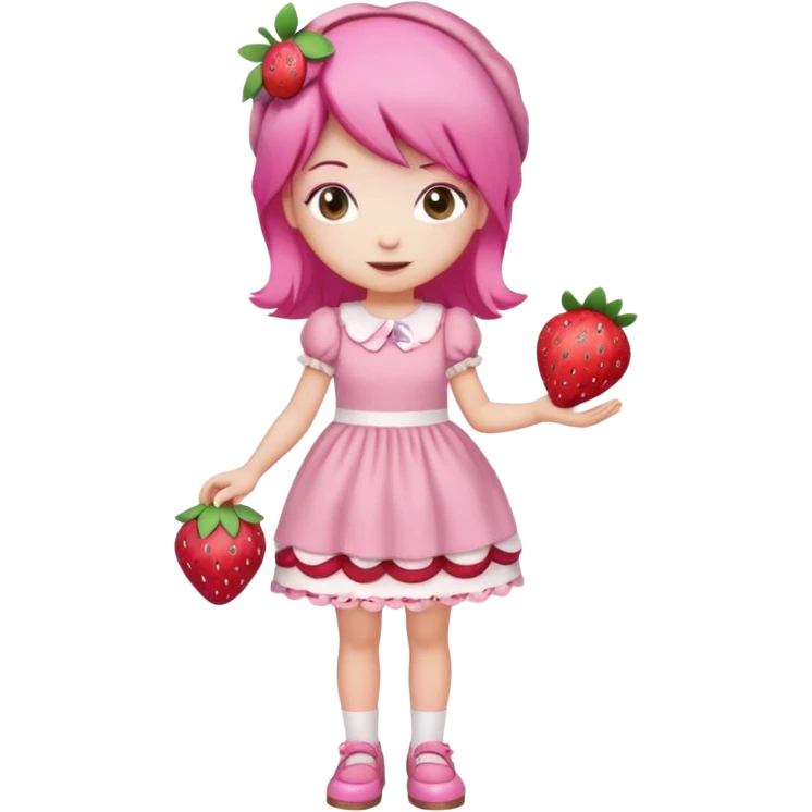 pretty and cute realistic modern day cartoon character strawberry shortcake full body emoji