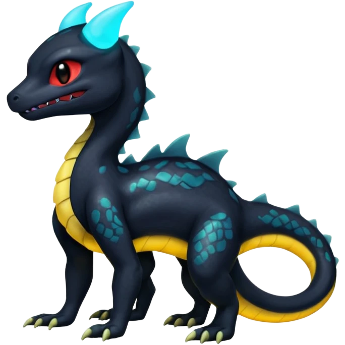 Shiny Cute Spooky Salandit-Umbreon-Charmeleon-Fakémon-hybrid-creature (full body)  emoji
