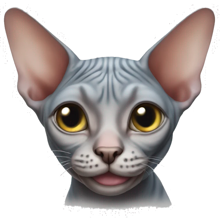 A very smiling sphynx cat emoji