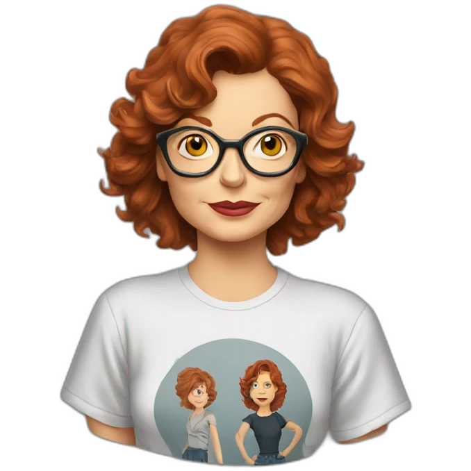 young susan sarandon cartoon wearing tee emoji