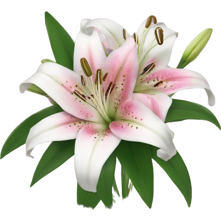 pink and white lilies bouquet emoji
