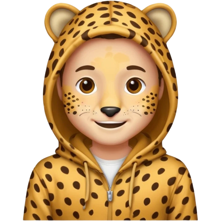 man fair in cheetah costume hoodie emoji