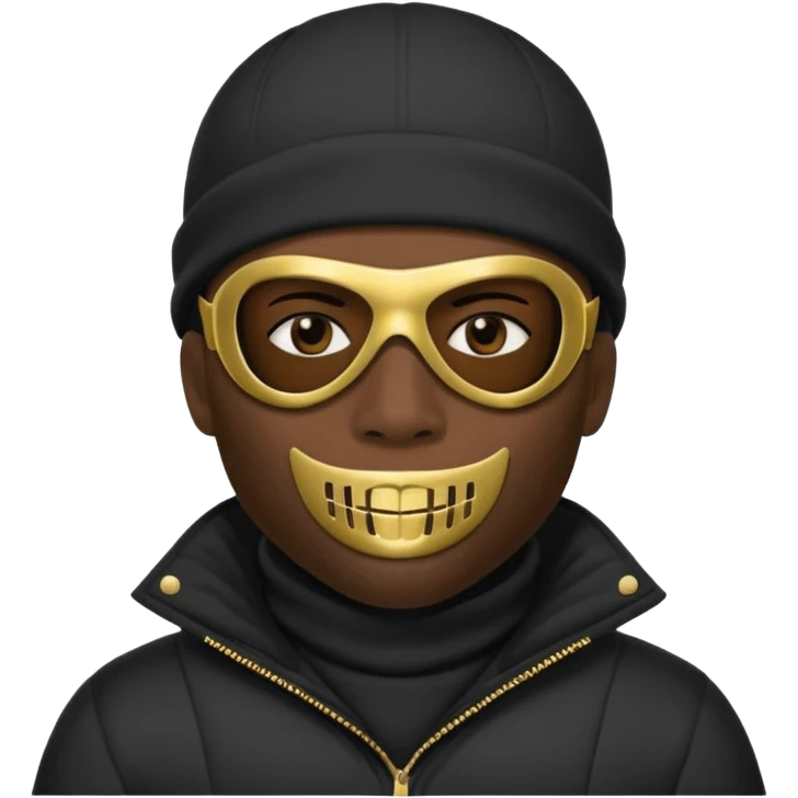 African American gangster mafia with a ski mask emoji