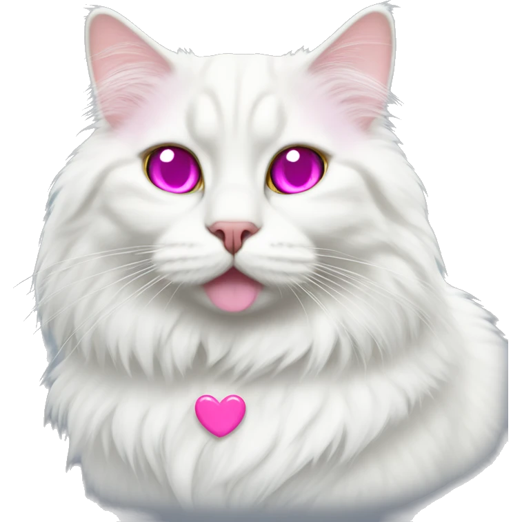 White siberian cat with pink heart eyes  emoji