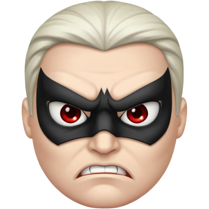 angry ninja face emoji, dark mask, sharp eyebrows, frowning emoji