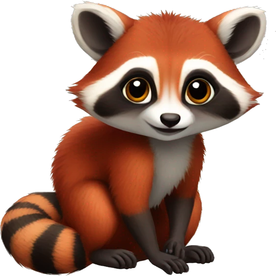 Cute red raccoon-lemur-hybrid full body emoji