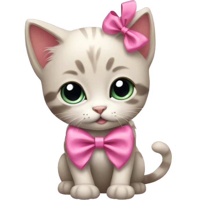 Kitten with a pink bow emoji