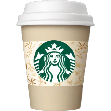 beige starbucks cup with winter pattern emoji