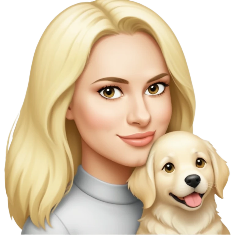 Person with white golden retriever.  emoji