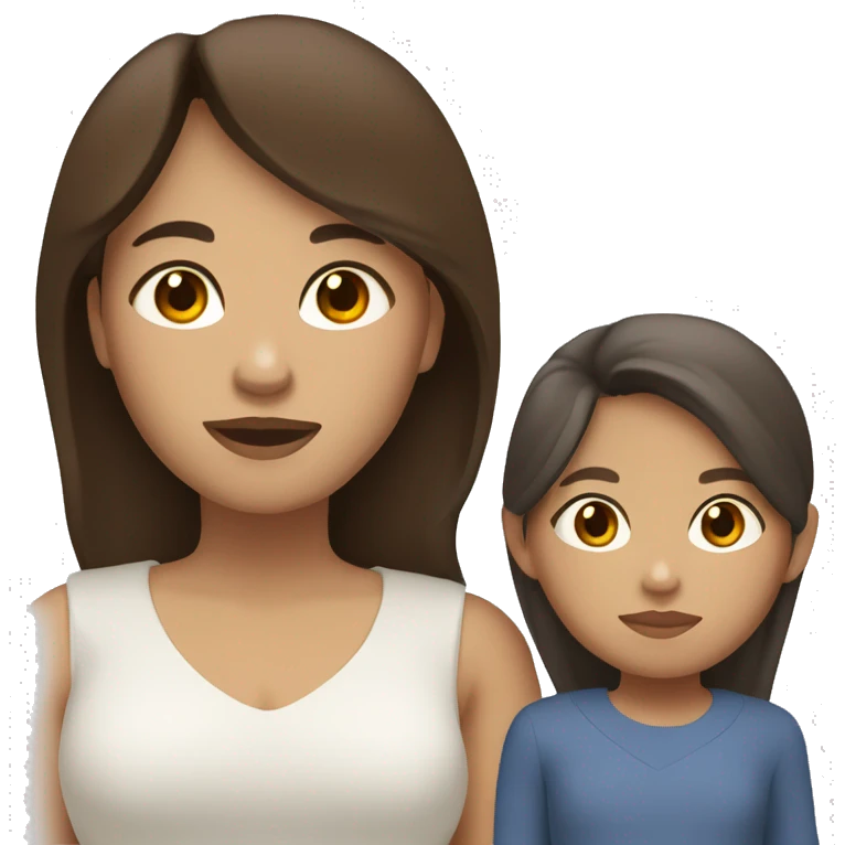Filipina mom with white daughter with brown eyes and brown hair emoji